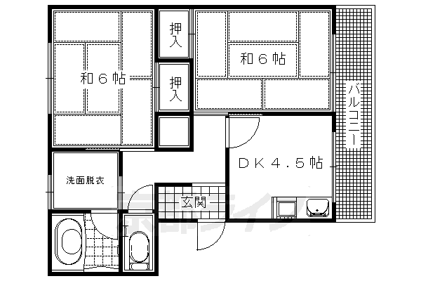 長岡京市滝ノ町のマンションの間取り