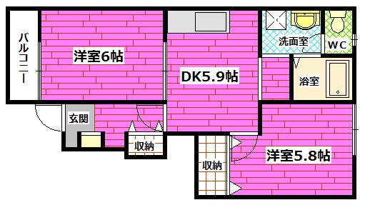 安芸郡熊野町城之堀のアパートの間取り