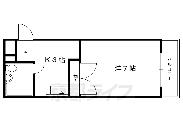 京都市北区西賀茂柿ノ木町のマンションの間取り