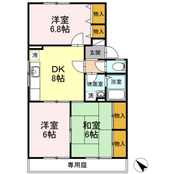 【広島市安佐南区緑井のアパートの間取り】