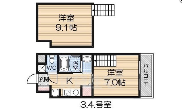 堺市堺区南瓦町のマンションの間取り