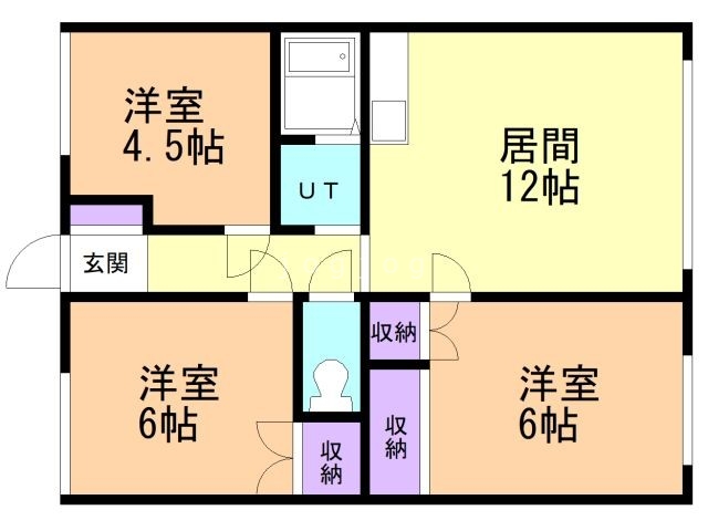 札幌市西区西野五条のマンションの間取り