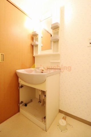 洗面設備　ゆったりとスペースのある洗面所