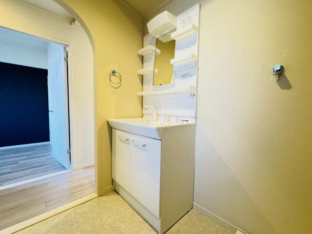 洗面設備　シャワー付洗面台です