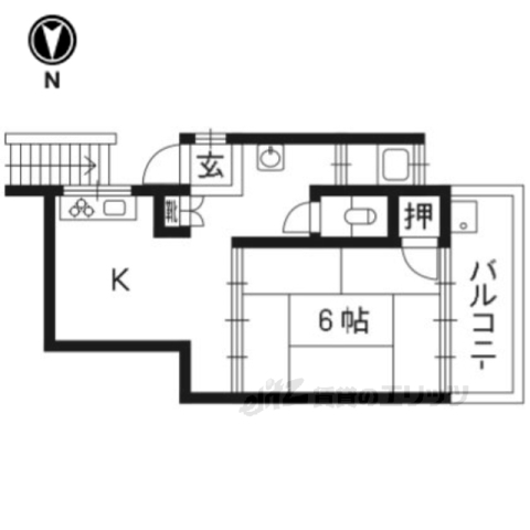 京都市左京区吉田中大路町のアパートの間取り