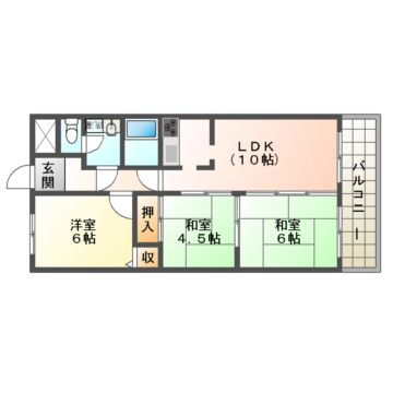 宇治市五ケ庄のマンションの間取り