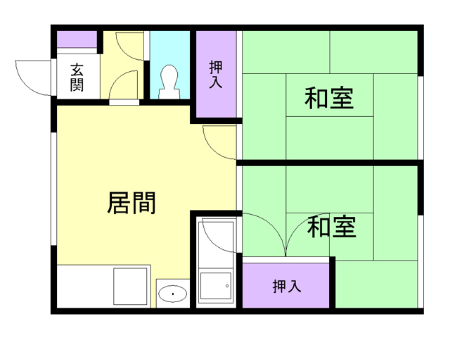 苫小牧市住吉町のアパートの間取り