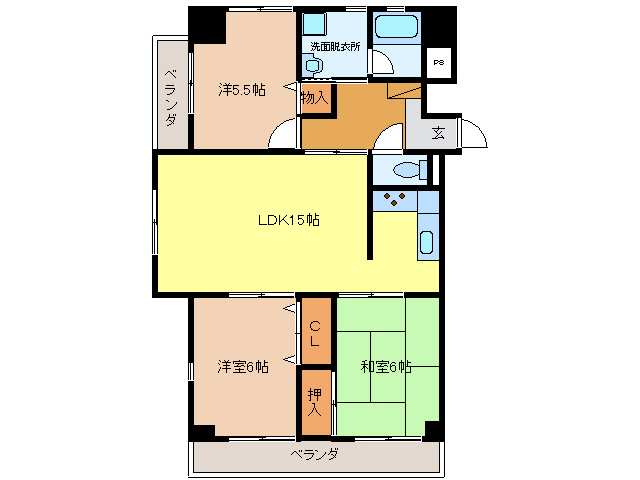 岐阜市則武西のマンションの間取り