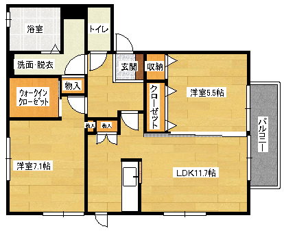 広島市安佐南区相田のアパートの間取り