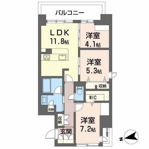 姫路市東延末のマンションの間取り