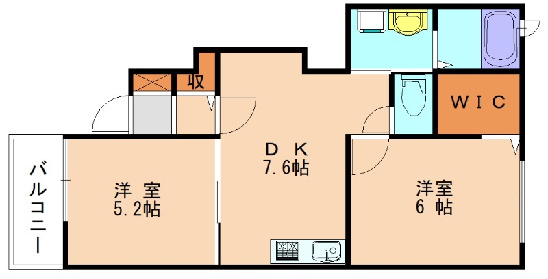 福津市津屋崎のアパートの間取り