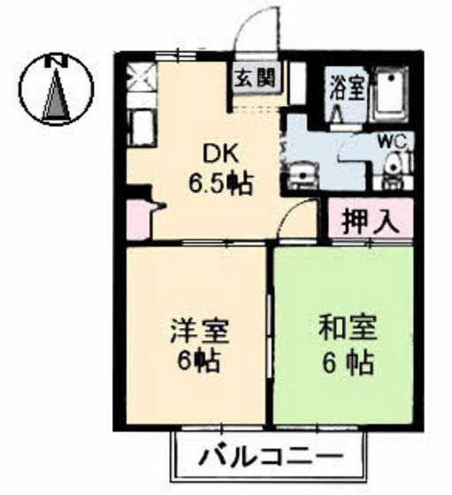 岡山市中区長利のアパートの間取り