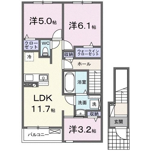 【白石市鷹巣のアパートの間取り】