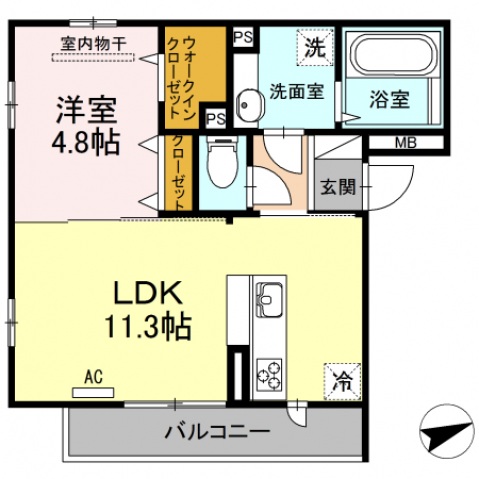 広島市中区白島中町のアパートの間取り