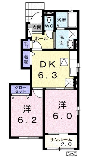 西条市周布のアパートの間取り