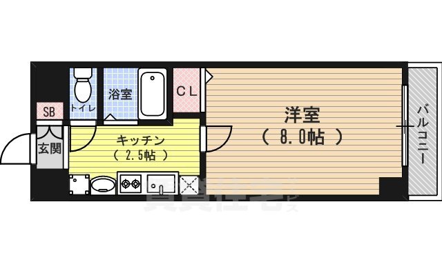 京都市下京区西七条比輪田町のマンションの間取り