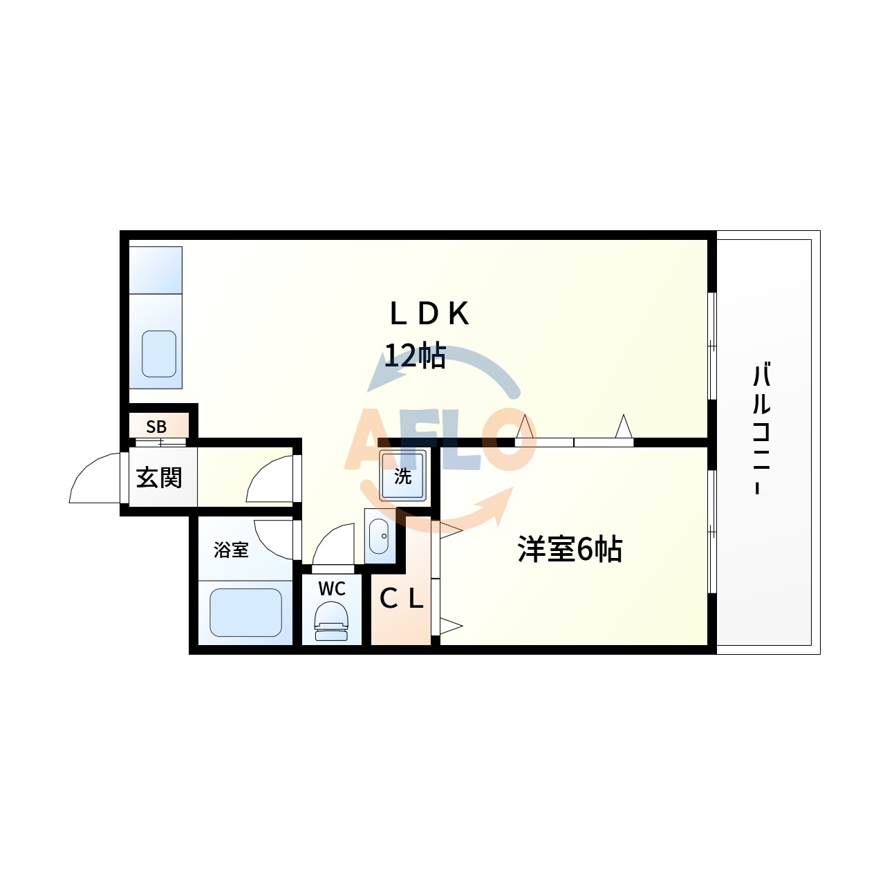 大阪市阿倍野区桃ケ池町のマンションの間取り