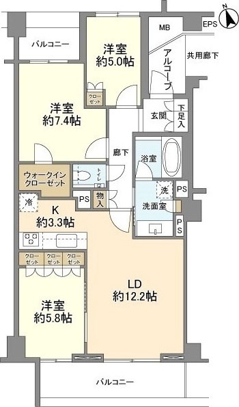 中野区本町のマンションの間取り