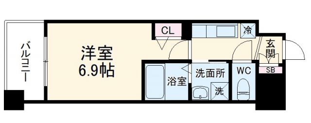 京都市右京区太秦下角田町のマンションの間取り