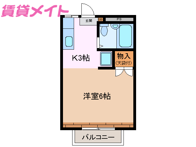 鈴鹿市平田のアパートの間取り