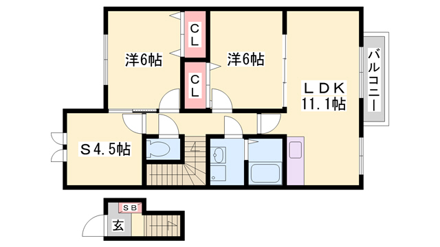 加古郡稲美町国岡のアパートの間取り