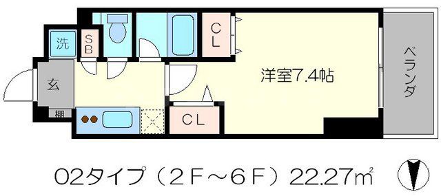 京都市中京区西ノ京南上合町のマンションの間取り