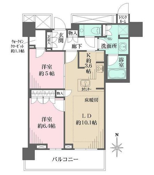 中央区晴海のマンションの間取り