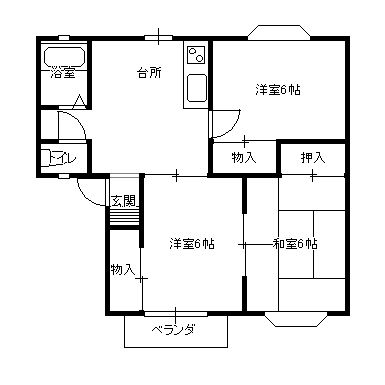 盛岡市西青山のアパートの間取り