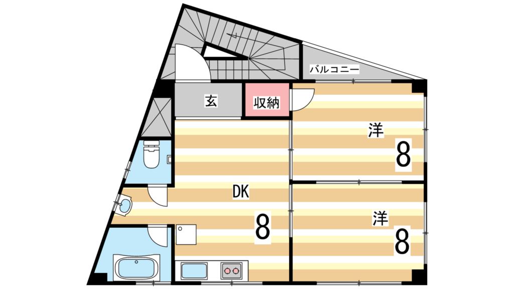 芦屋市茶屋之町のマンションの間取り