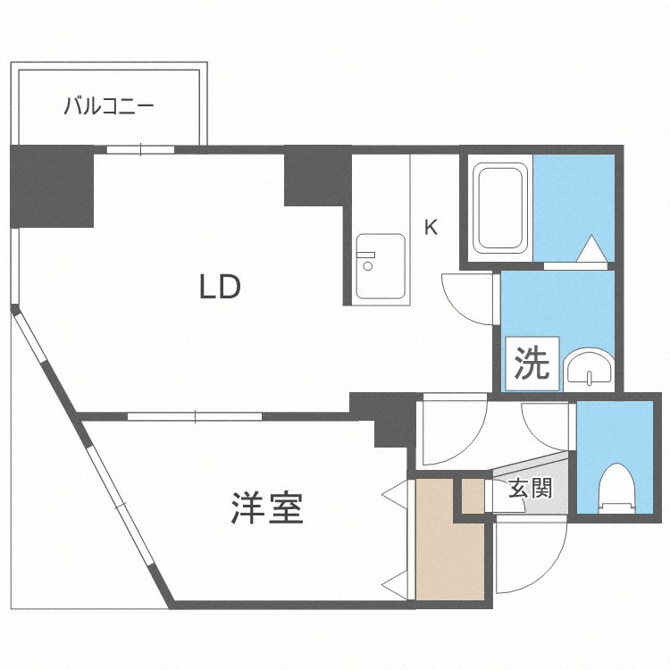 札幌市豊平区美園七条のマンションの間取り