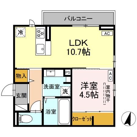 【（仮）D-ROOM富沢西4丁目PJ　Bの間取り】