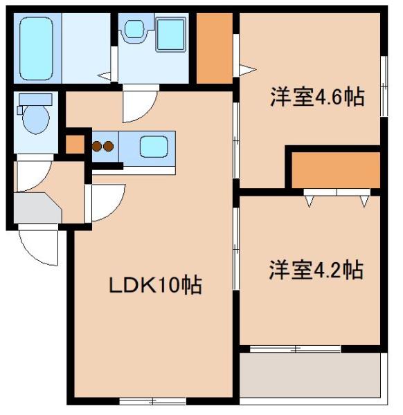 福岡市東区三苫のアパートの間取り