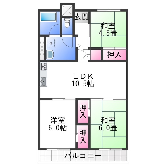 泉北若松台AB住宅A棟の間取り