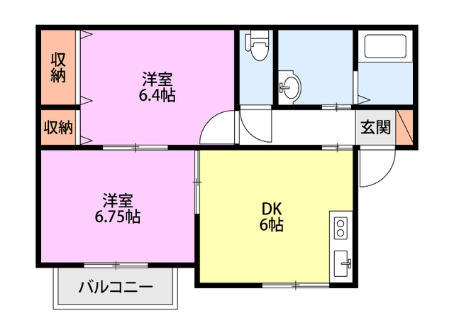 新潟市東区空港西のアパートの間取り