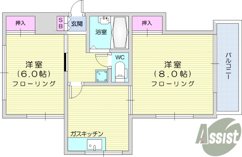 【仙台市宮城野区田子のアパートの間取り】