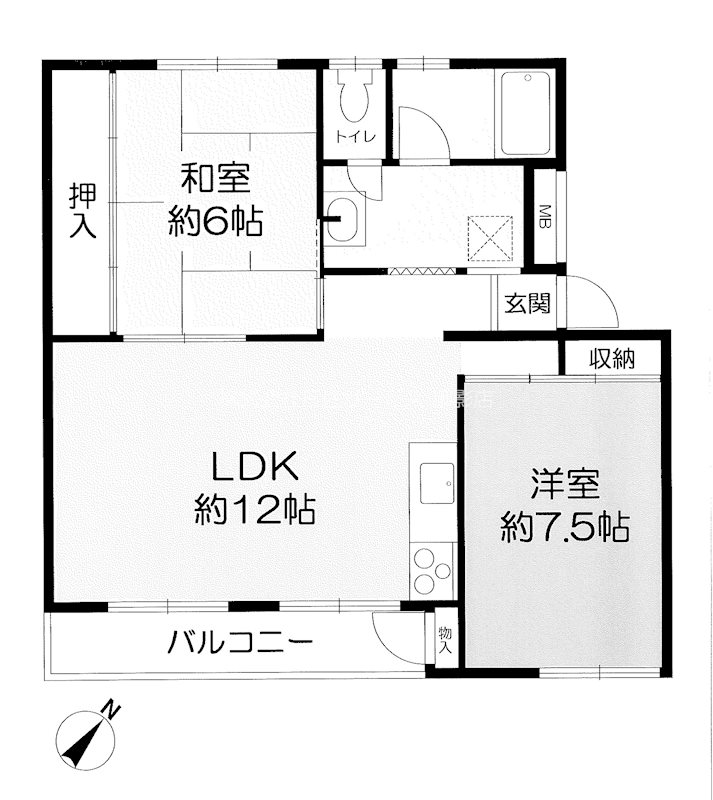 渦ヶ森コーポ１０号棟の間取り