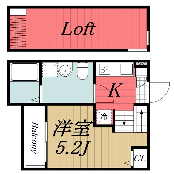 千葉市若葉区都賀のアパートの間取り