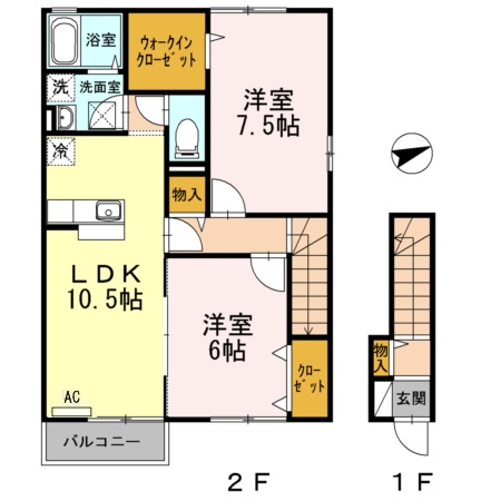 福山市曙町のアパートの間取り