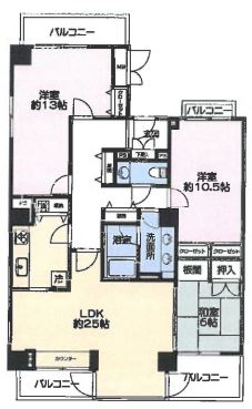 横浜市中区本牧原のマンションの間取り