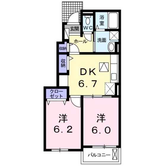 岡山市北区御津野々口のアパートの間取り