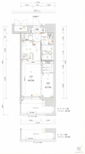 福岡市博多区比恵町のマンションの間取り