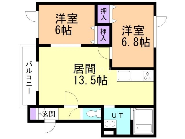 苫小牧市沼ノ端中央のアパートの間取り