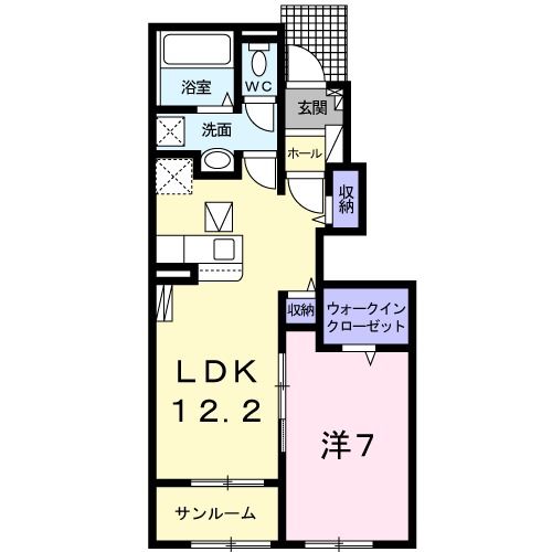 中津川市千旦林のアパートの間取り