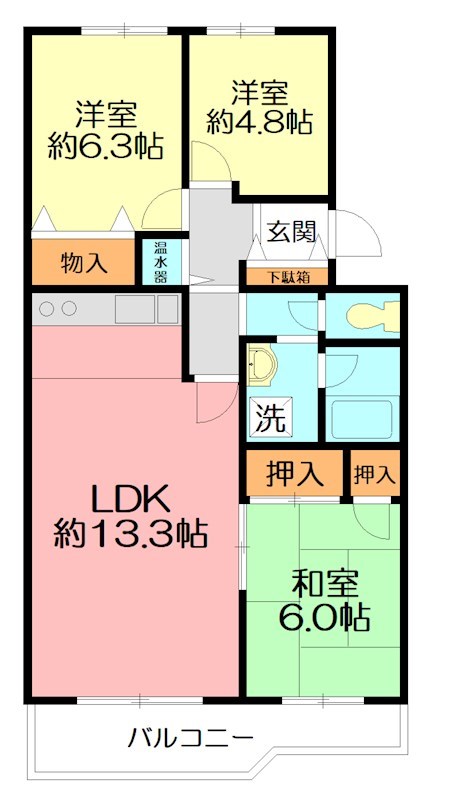 エクレール二宮　Ａ棟の間取り