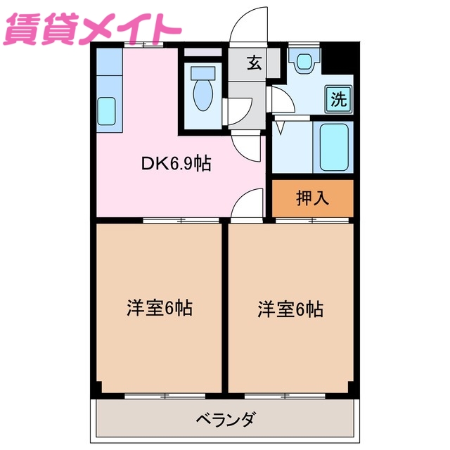 鈴鹿市平野町のアパートの間取り