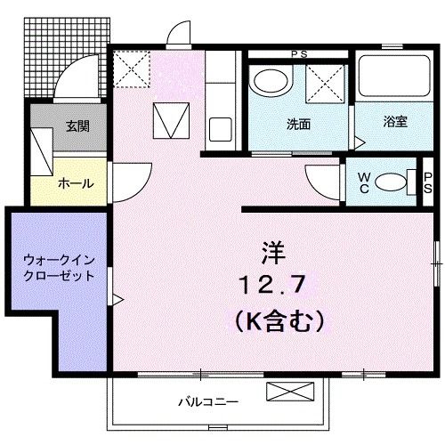 倉敷市川西町のアパートの間取り