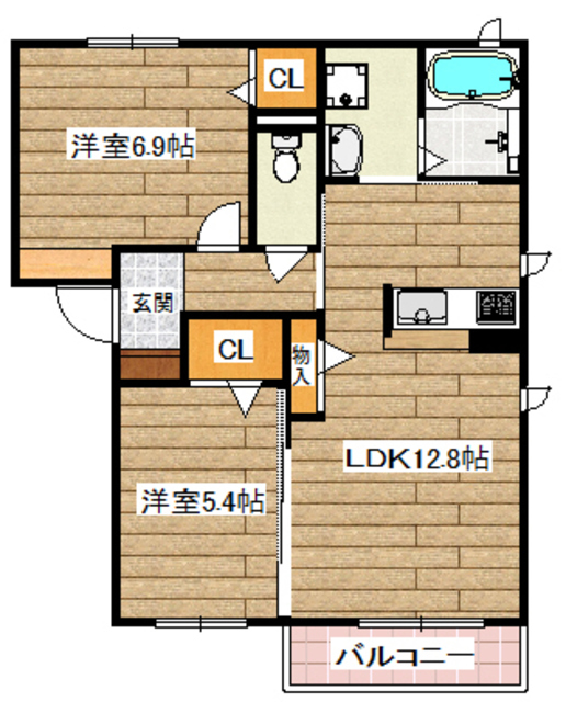 高槻市浦堂本町のアパートの間取り