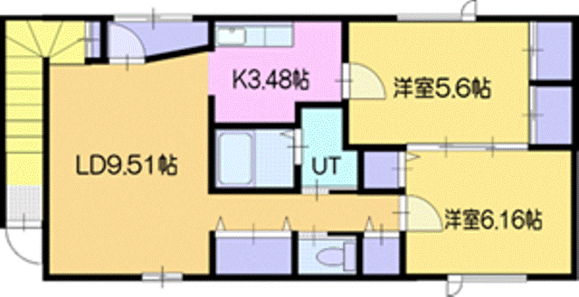 千歳市北斗のアパートの間取り