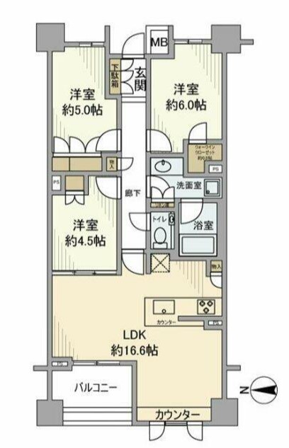 【新宿区市谷加賀町のマンションの間取り】