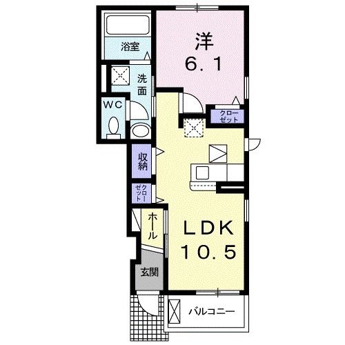 御坊市湯川町財部のアパートの間取り